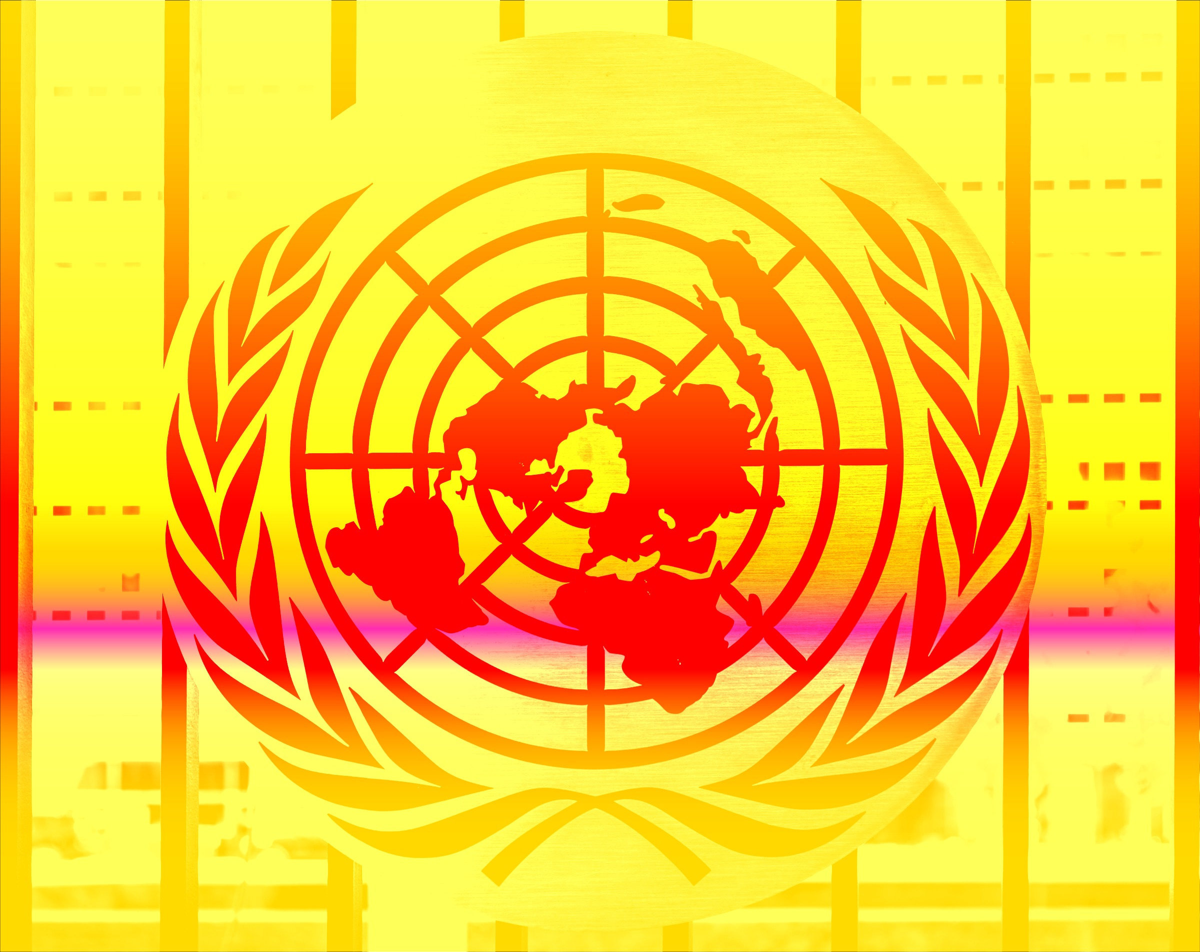 United Nations logo at the UN headquarters in New York City
